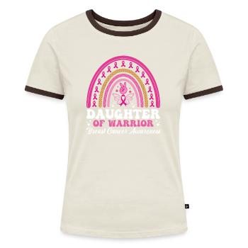 Brustkrebs Breast Cancer Brust Krebs Geschenk - Frauen Kontrast-T-Shirt - Off-White/Dunkelbraun - Vorne - AI Model Female 172 dark (172cm)