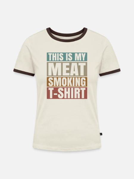Fleisch Räuchern - Frauen Kontrast-T-Shirt - Off-White/Dunkelbraun