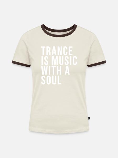 Techno Rave Mode Trance Musik - Frauen Kontrast-T-Shirt - Off-White/Dunkelbraun