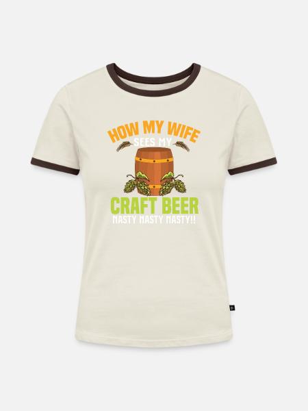 Bierbrauen Bierbrauer - Frauen Kontrast-T-Shirt - Off-White/Dunkelbraun