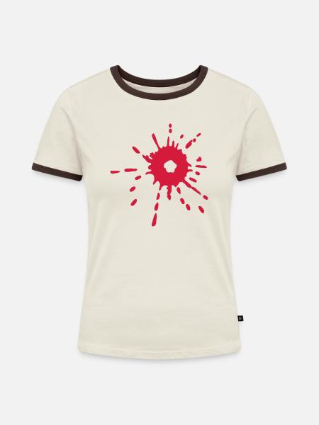 Blut - Frauen Kontrast-T-Shirt - Off-White/Dunkelbraun