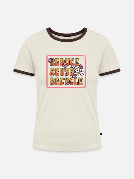Reduce Reuse Recycle - Frauen Kontrast-T-Shirt - Off-White/Dunkelbraun