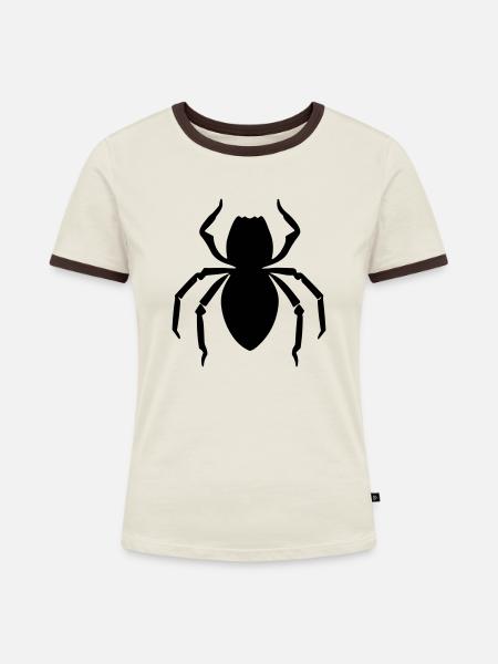 Spinne - Frauen Kontrast-T-Shirt - Off-White/Dunkelbraun