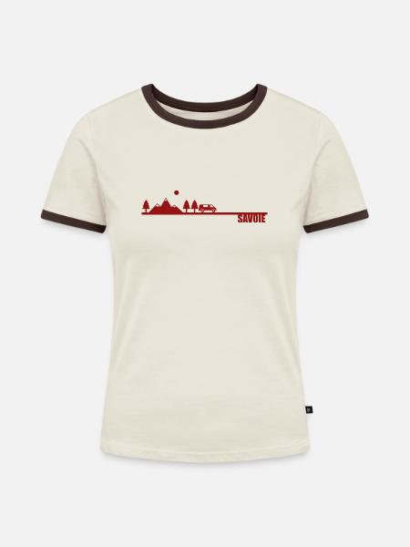 Savoyen Gebirge Van Leben - Frauen Kontrast-T-Shirt - Off-White/Dunkelbraun