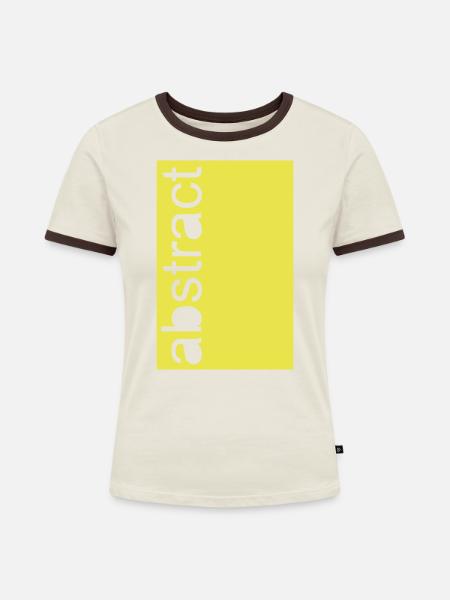 abstract yellow - Frauen Kontrast-T-Shirt - Off-White/Dunkelbraun