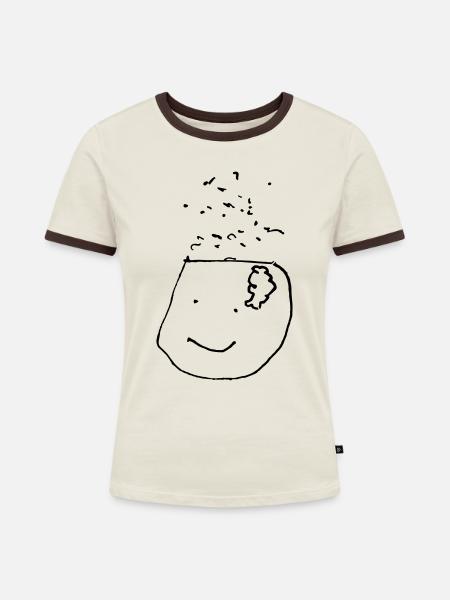 brain - Frauen Kontrast-T-Shirt - Off-White/Dunkelbraun