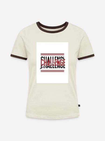 Challenge - Frauen Kontrast-T-Shirt - Off-White/Dunkelbraun