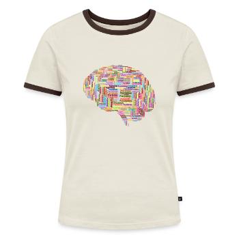 Brain Psychology - Frauen Kontrast-T-Shirt - Off-White/Dunkelbraun - Vorne - AI Model Female 172 dark (172cm)