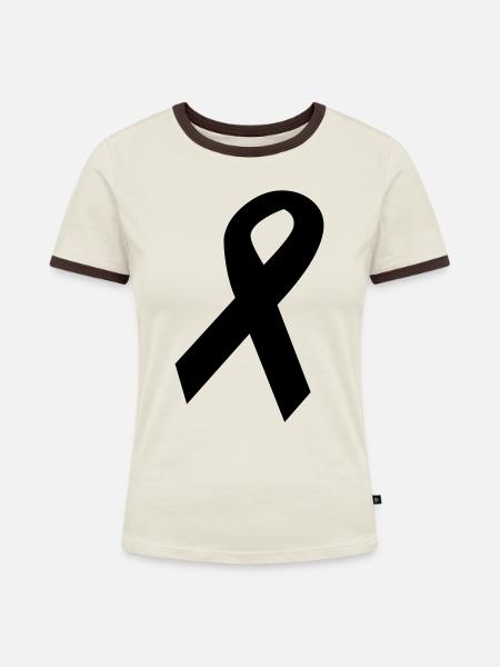 schleife - Frauen Kontrast-T-Shirt - Off-White/Dunkelbraun