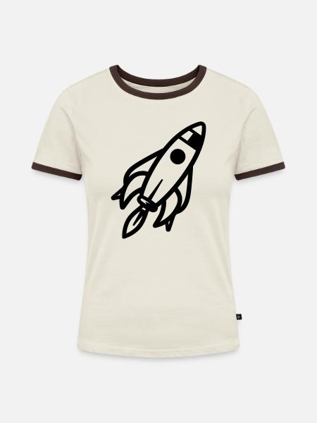 Rakete - Frauen Kontrast-T-Shirt - Off-White/Dunkelbraun