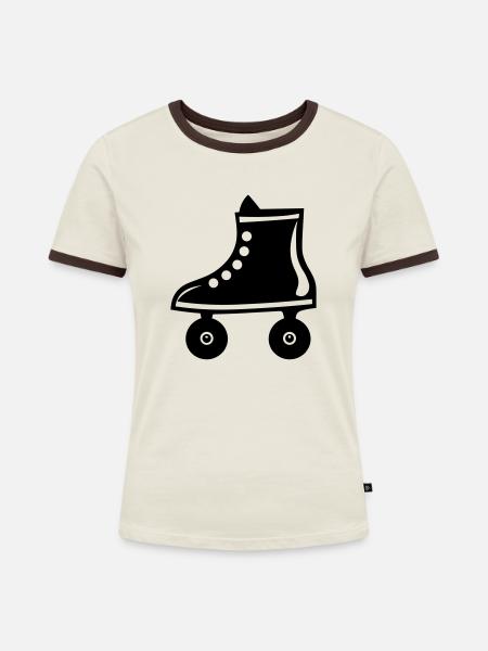 Walze - Frauen Kontrast-T-Shirt - Off-White/Dunkelbraun