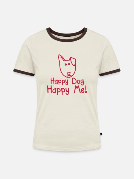 HAPPY DOG glücklich mich! niedlichen Tierheim - Frauen Kontrast-T-Shirt - Off-White/Dunkelbraun