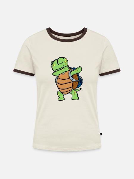Schildkröte Schule - Frauen Kontrast-T-Shirt - Off-White/Dunkelbraun