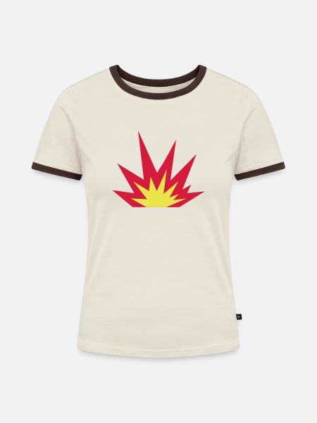 Explosion - Frauen Kontrast-T-Shirt - Off-White/Dunkelbraun