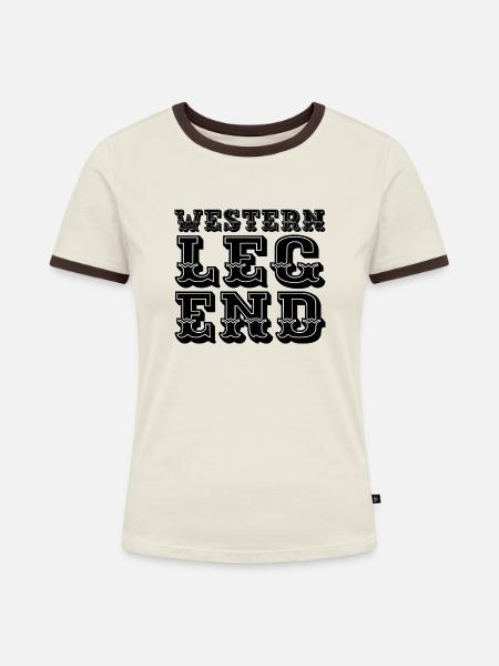 Western Legend - Frauen Kontrast-T-Shirt - Off-White/Dunkelbraun
