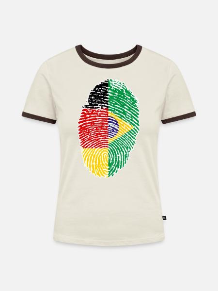 Deutschland und Brasilien - Frauen Kontrast-T-Shirt - Off-White/Dunkelbraun