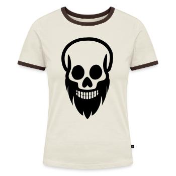 Schädel Bart - Frauen Kontrast-T-Shirt - Off-White/Dunkelbraun - Vorne - AI Model Female 172 dark (172cm)