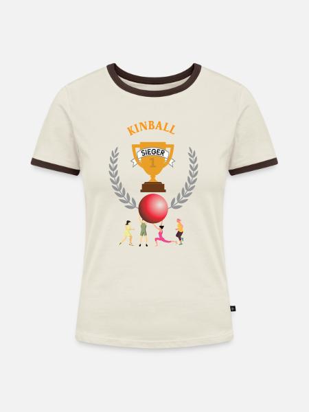 Kinball Sieger Gewinner Turnier Meisterschaft - Frauen Kontrast-T-Shirt - Off-White/Dunkelbraun