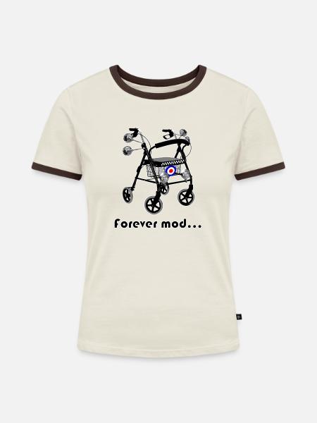 forever mod - Frauen Kontrast-T-Shirt - Off-White/Dunkelbraun