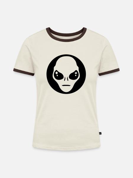 Alien - Frauen Kontrast-T-Shirt - Off-White/Dunkelbraun