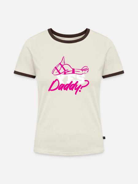 Yes Daddy? - Frauen Kontrast-T-Shirt - Off-White/Dunkelbraun