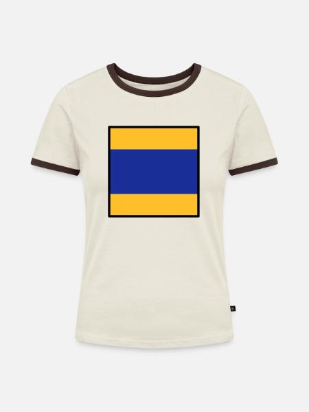Delta - Frauen Kontrast-T-Shirt - Off-White/Dunkelbraun