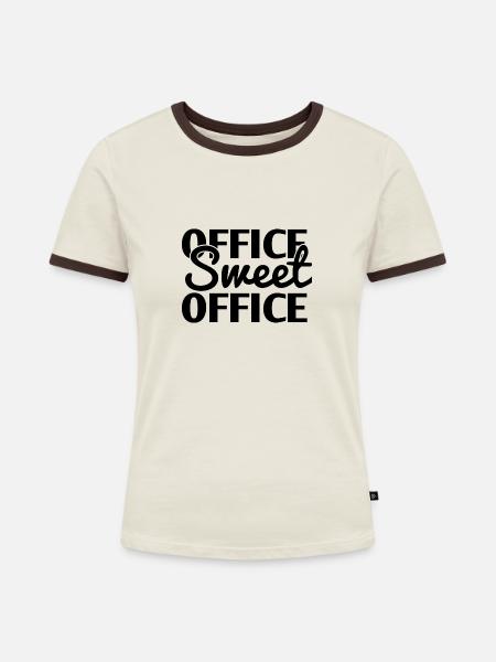 Büro Süßes Büro - Frauen Kontrast-T-Shirt - Off-White/Dunkelbraun