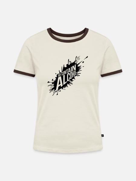May Contain Alcohol Farbklecks - Frauen Kontrast-T-Shirt - Off-White/Dunkelbraun