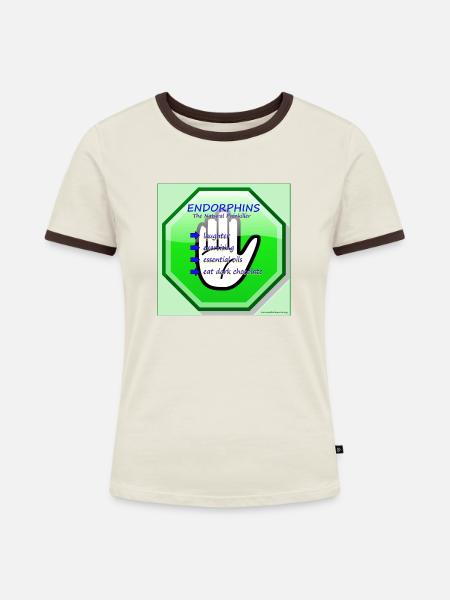 Endorphine - Frauen Kontrast-T-Shirt - Off-White/Dunkelbraun