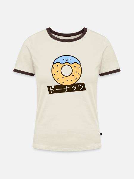 Japanischer Donut mit Streusel - Frauen Kontrast-T-Shirt - Off-White/Dunkelbraun