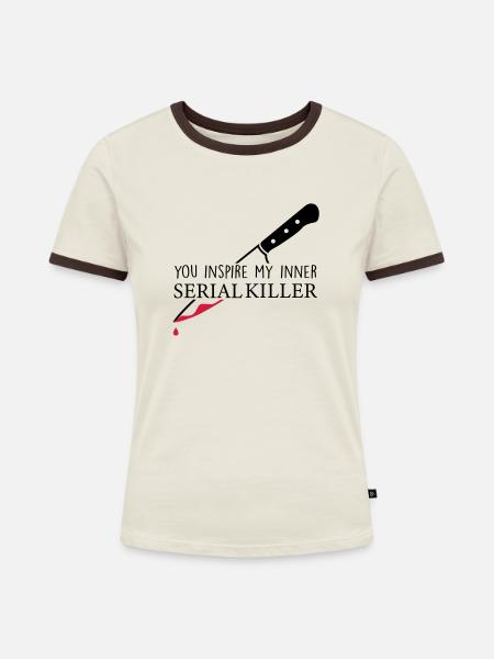 True Crime - Frauen Kontrast-T-Shirt - Off-White/Dunkelbraun