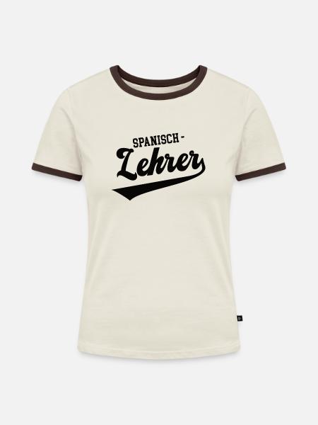 Spanisch Lehrer Schule Spanischlehrer Spanish - Frauen Kontrast-T-Shirt - Off-White/Dunkelbraun