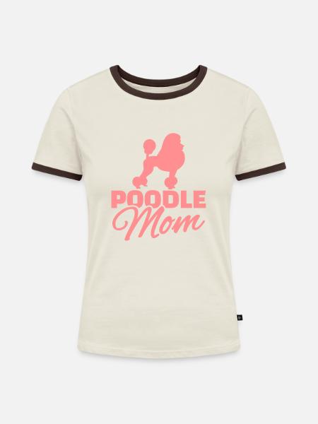 Pudel - Frauen Kontrast-T-Shirt - Off-White/Dunkelbraun