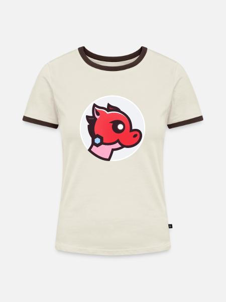 Chiffre Roter Drache - Frauen Kontrast-T-Shirt - Off-White/Dunkelbraun
