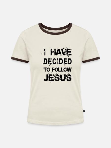 I HAVE DECIDED (STYLE) - Frauen Kontrast-T-Shirt - Off-White/Dunkelbraun