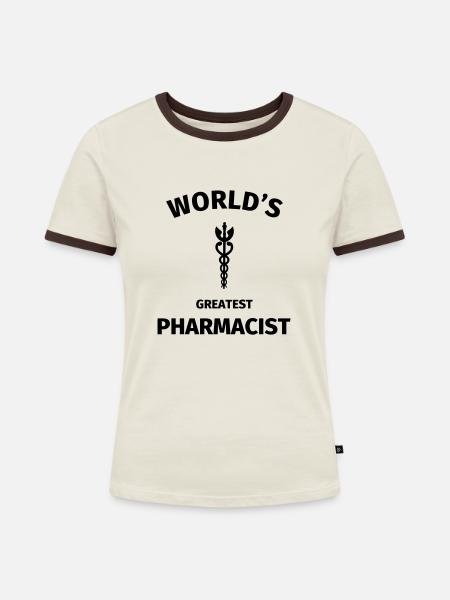 World's Greatest Pharmacist - Frauen Kontrast-T-Shirt - Off-White/Dunkelbraun