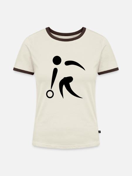 Bowling - Frauen Kontrast-T-Shirt - Off-White/Dunkelbraun