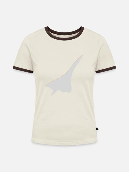Concorde - Frauen Kontrast-T-Shirt - Off-White/Dunkelbraun