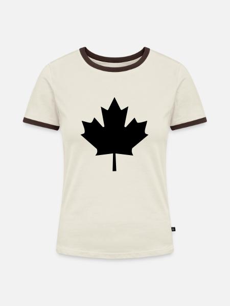 Happy Canada Day - Frauen Kontrast-T-Shirt - Off-White/Dunkelbraun