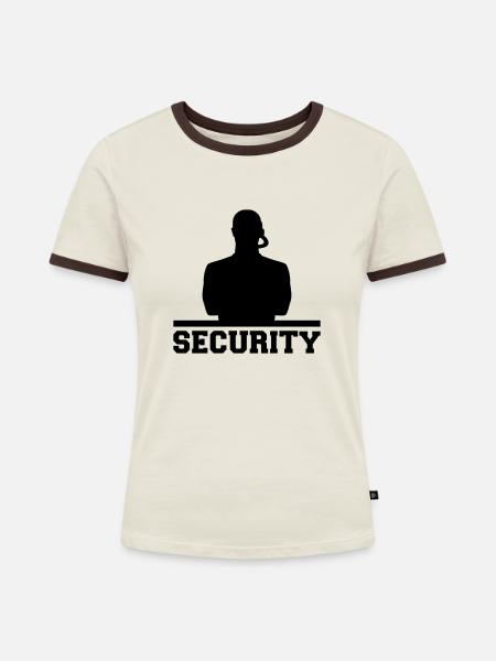Security - Frauen Kontrast-T-Shirt - Off-White/Dunkelbraun