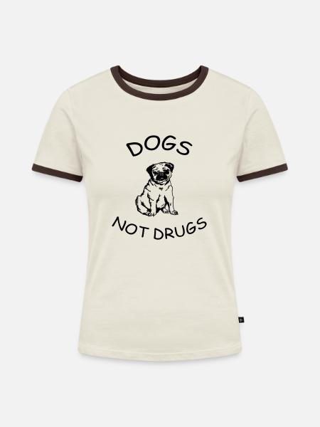 Hunde keine Drogen - Frauen Kontrast-T-Shirt - Off-White/Dunkelbraun