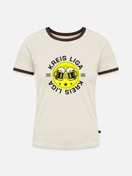 Kreisliga Bier - Frauen Kontrast-T-Shirt - Off-White/Dunkelbraun