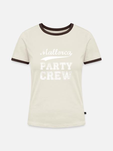 Mallorca - Frauen Kontrast-T-Shirt - Off-White/Dunkelbraun