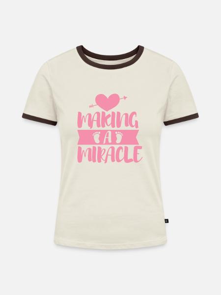 Making a miracle - Frauen Kontrast-T-Shirt - Off-White/Dunkelbraun