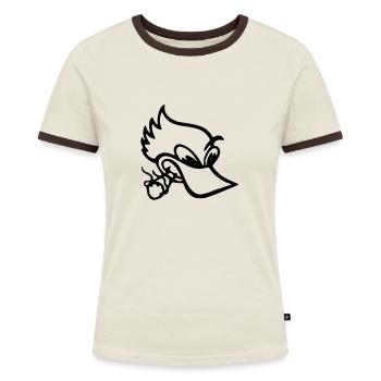 Smoking Duck - Frauen Kontrast-T-Shirt - Off-White/Dunkelbraun - Vorne - AI Model Female 172 dark (172cm)