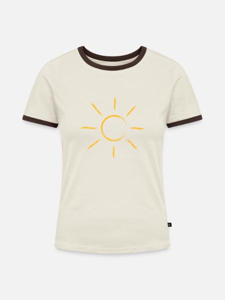 sonne sonnenstrahlen sommer urlaub - Frauen Kontrast-T-Shirt - Off-White/Dunkelbraun