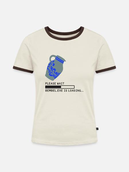 Bembel EXE Loading - Frauen Kontrast-T-Shirt - Off-White/Dunkelbraun
