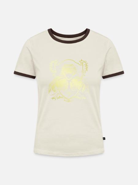 Alligator Boxer - Frauen Kontrast-T-Shirt - Off-White/Dunkelbraun