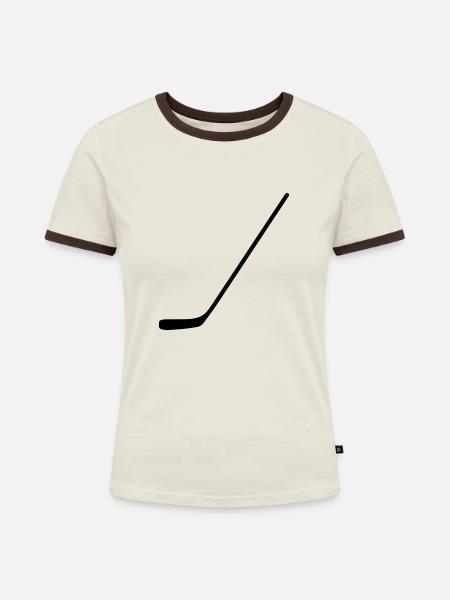 Hockeyschläger - Frauen Kontrast-T-Shirt - Off-White/Dunkelbraun