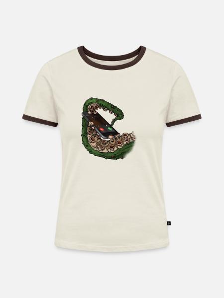 Cthulhu-Call - Frauen Kontrast-T-Shirt - Off-White/Dunkelbraun
